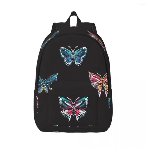 Sac à dos broderie et strass papillon Tropical sac de voyage unisexe cartable cartable Mochila