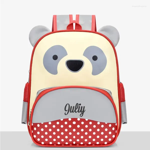 Mochila Nombre bordado Creativo Lindo Animal de dibujos animados Jardín de infantes Masculino y femenino Bolso pequeño multicolor ligero para niños