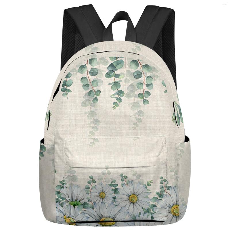Backpack Eucalyptus Plant Flower Daisy Student School Bags Laptop Custom For Men Women Female Travel Mochila