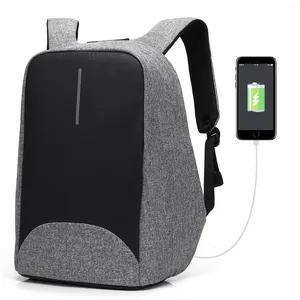 Mode sac à dos ordinateur portable de 15,6 pouces avec port USB Charge City Antifft Sac Fonctionnel à sac à dos clair résistant à l'eau