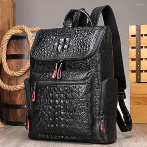 Backpack Fashion Alligator Pattern Great Cuir For Men Business Business ordinateur portable Rucksack School Sac Computer 14 