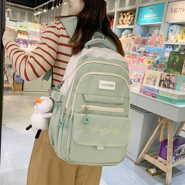 Sac à dos de mode de mode de mode étanche étudiante nylon kawaii filles mignon ordinateur portable noir voyage rock sac femmes adolescents sac école mochila