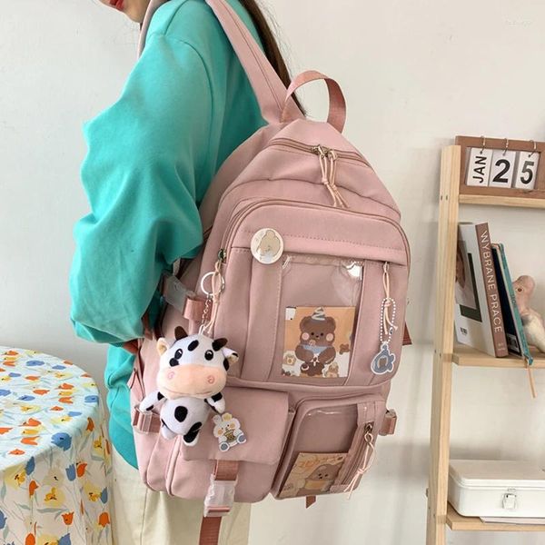 Backpack Fashion Canvas Femmes Kawaii Loissine Bookbag Travel Rucksack for Teenager Girls School Sac mignon ordinateur portable Mochila