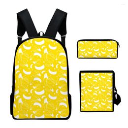 Backpack Fashion Classic Trendy Fruit 3D Print 3 stcs/Set Pupil School Bags Laptop Daypack hellende schoudertas potloodkast