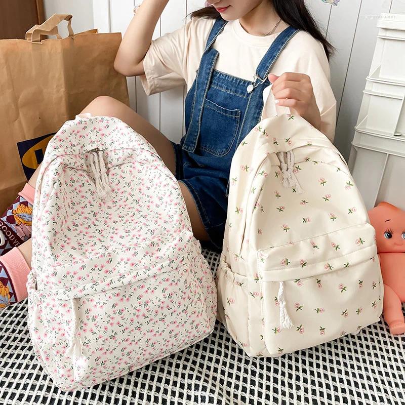 Backpack Fashion Floral Backpacks School For Women Waterproof Schoolbag Teenager Nylon Rucksacks Large Capacity Students Travel Bags