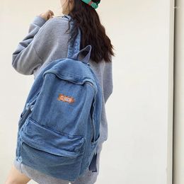 Backpack Fashion Girls Denim Bookbag Canvas Mochila For Women Travel Bag Schoolbag Leisure College Rucksack Black Lady