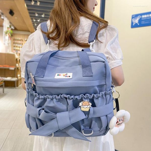 Mochila Fashion Girls Schoolbag lindo para adolescentes Book Book Boba de algodón Bow Kawaii Mini Rucksack Women Bag Travel