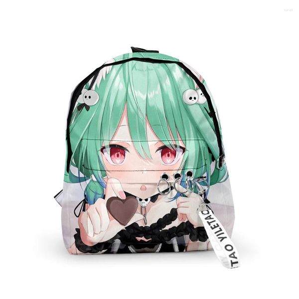 Mochila moda hololive uruha rushia mochila para niños/niñas bolsas escolares de pupila 3D estampado estampado oxford impermeable lindo pequeño