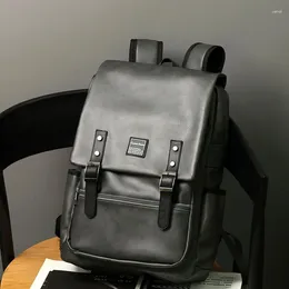 Backpack Fashion Mass's Tending Design Laptop Solid PU Leather Travel Shoulse Bolsas para estudiantes de alta capacidad Magsas escolares