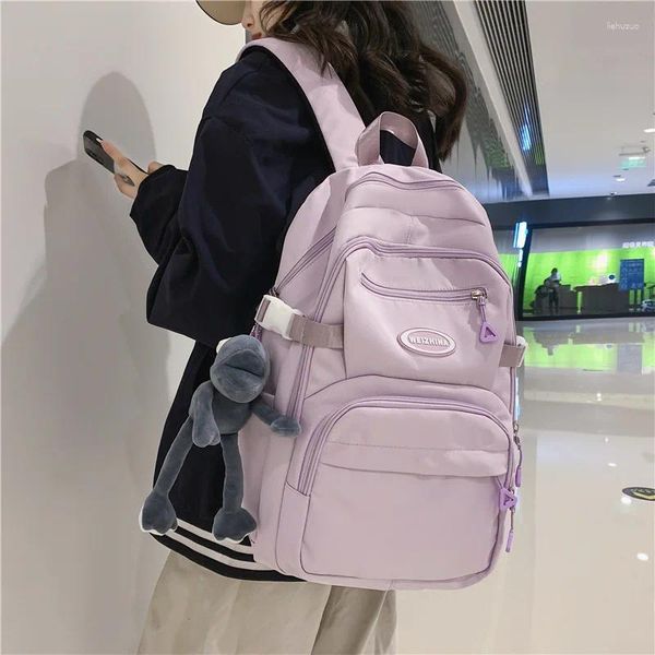 Sac à dos Fashion Men Solid Schoolbag pour filles Lovers Boys Rucksack High School Bookbag Sac à bandoulière Travel Mochila