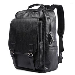 Sac à dos Fashion Men imperméable Zaini Pulle Pu Leather ordinateur minimaliste sac Outoor voyage Mochila