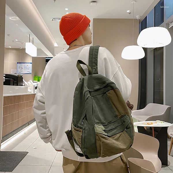 Mochila para hombres de paneles de moda para mujeres lienzo de libros de viajes de niña