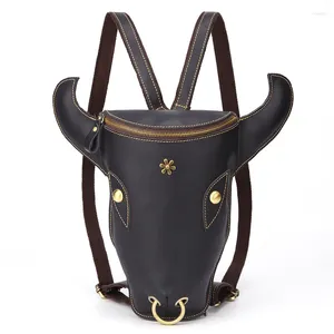 Mochila Moda Personalidad Primera Capa Cuero Cuero Hombres Crazy Horse Rucksack Marea Retro Masculino