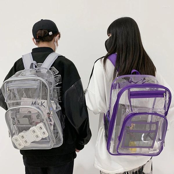 Mochila Moda PVC Transparente Hombro Estudiante Casual All-Match Clear Jelly Top-Handle Schoolbag Impermeable Portátil