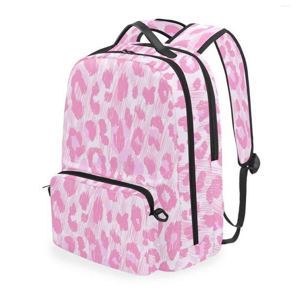 Sac à dos mode sacs d'école pour adolescentes multi-fonction sacs à dos détachables femmes rose imprimé léopard étudiant livre