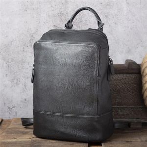 Sac à dos mode Simple Realine Leather Men Ladies Black Casual Soft Soft Vow Cow Hower ordinateur portable Bagpack Travel Women's Luxury Bookbag