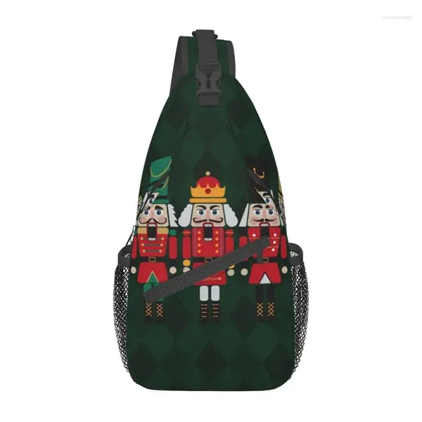 Mochila moda Los cascanueces Sling Crossbody dibujos animados de Navidad Cascanueces de Navidad Soldado Soldado de los hombros para el pecho para acampar en bicicleta