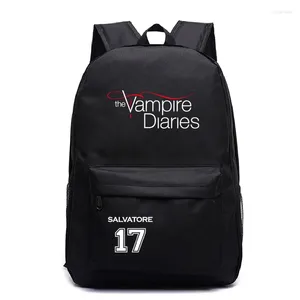 Mode de sac à dos The Vampire Diaries Élèves Sacs d'école Cool Pattern Knapsack for Men Women Adoles Bookbag Travel Rucksack