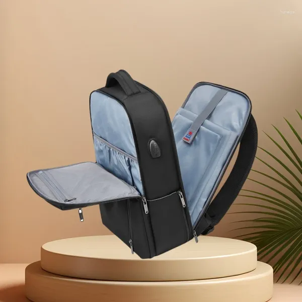 Sac à dos tendance de luxe pour hommes, sac pour ordinateur portable USB 15.6, sac de voyage large ouvert, sacs à bandoulière pour lycée, sac à livres Mochila