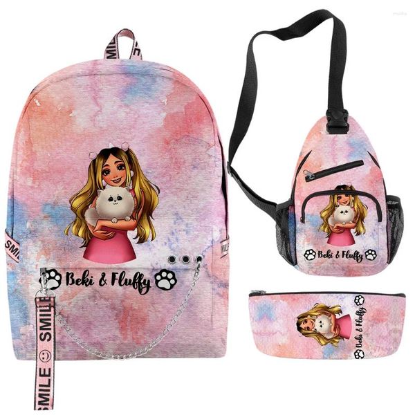 Sac à dos mode tendance drôle beki complexe 3D 3D 3pcs / ensemble Sacs d'étudiants sacs multifonction de voyage de voyage de poitrine crayon