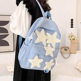 Sac à dos mode blanc étoile mignonne fille sacs scolaires décontractés de voyage de voyage de voyage de sac de voyage mochila