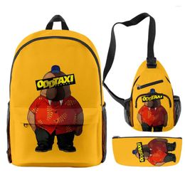 Backpack Fashion jeugdige grappige Qiqiao Taxi 3 stcs/set 3d print bookbag laptop Daypack Backpacks Chest Bags Pencil Case