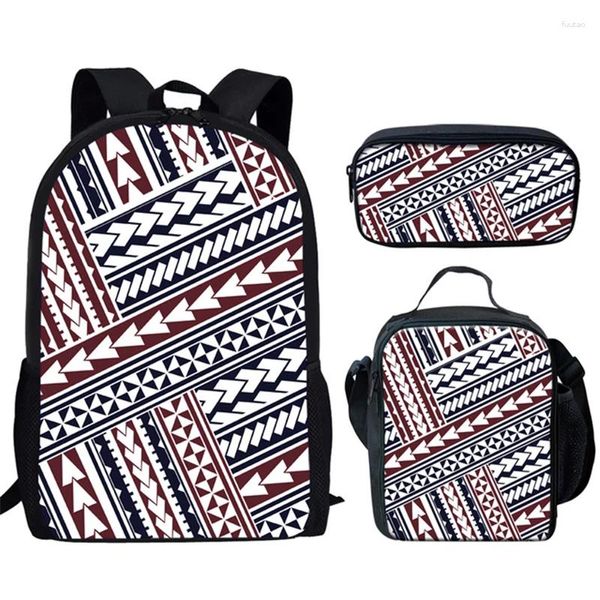 Sac à dos mode jeune polynésien traditionnel Tribal impression 3D 3 pièces/ensemble sacs de voyage sac à dos pour ordinateur portable sac à déjeuner trousse à crayons