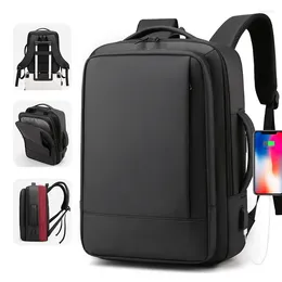 Sac à dos à la mode USB Travel de charge avec design extensible pour hommes Business Commuter ordinateur portable sac à dos sacs d'école mochilas