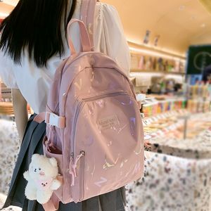 Rugzak vrouwelijk schattig roze college backpack school tas meisje reisboek laptop rugzak mode dames trendy kleur student tas 230516