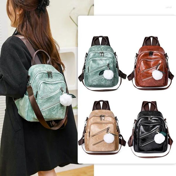 Sac à dos féminin de grande capacité des sacs de voyage antivol féminins filles dames sac à dos pun soft en cuir en cuir