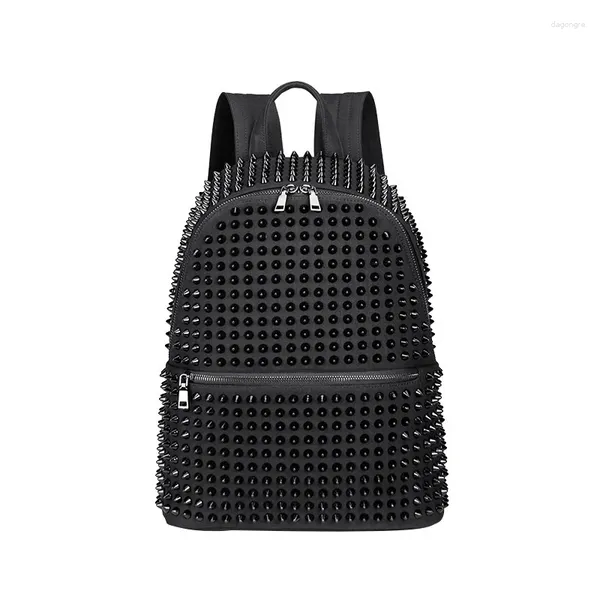 Sac à dos féminin féminin sac à dos rivet rivet noir soft lavage en cuir sacs scolaires filles sacs punk sacs de voyage