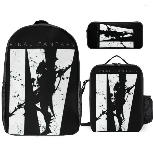 Mochila Final Fantasy IV Minimal I 3 en 1 Set 17 pulgadas Bolsa de almuerzo Pen Safe Safe Cozy Sports Actividades deportivas