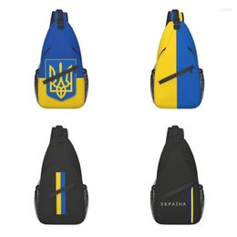 Sac à dos drapeau de l'Ukraine, sac de poitrine personnalisé, bandoulière patriotique ukrainienne pour hommes, voyage randonnée Daypack253a