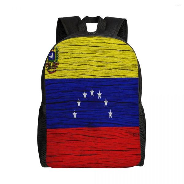 Drapeau de sac à dos du Venezuela Texture en bois 15 pouces d'ordinateur portable voyages scolaires décontractés