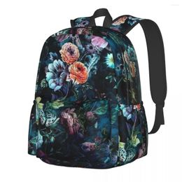 Sac à dos floral motif de nuit jardin esthétique vintage sac à dos unisexe sacs scolaires de sport.