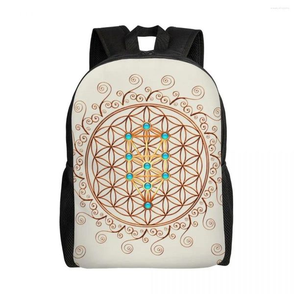 Sac à dos fleur de la vie pour les hommes femmes étanche école collégiale Sephiroth Sacré Géométrie Mandala Sac imprimé sac