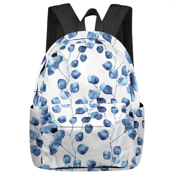 Mochila flor acuarela hojas estudiante bolsas escolares portátil personalizado para hombres mujeres mujer viaje mochila