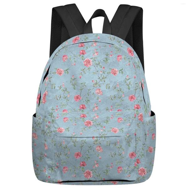 Sac à dos Fleurs Plantes Roses Étudiant Sacs d'école Ordinateur portable personnalisé pour hommes femmes femme voyage Mochila