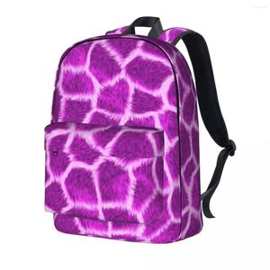 Sac à dos Fuchsia girafe imprimé Animal, sacs à dos quotidiens pour femmes, sacs d'école Kawaii, sac à dos à motif de haute qualité