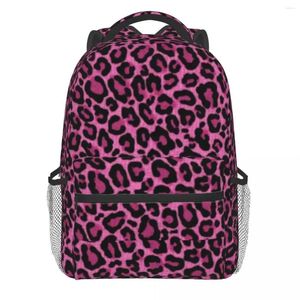 Mochila Funky Leopard Print Men Men Pink Black Spots Mochila poliéster Bolsas escolares lindas Diseñador de viajes Rucksack