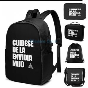 Rugzak Grappige Grafische Print Cuidese De La Envidia Mijo Canserbero USB Charge Mannen Schooltassen Vrouwen Tas Reizen Laptop254d