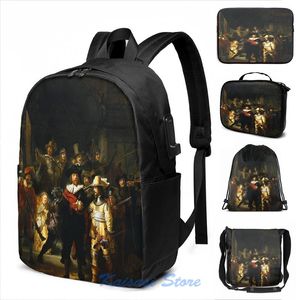 Sac à dos drôle imprimé graphique Rembrandt Master Of Art Vol 1 USB Charge hommes sacs d'école femmes sac voyage ordinateur portable