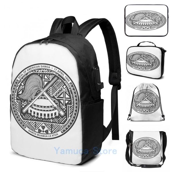 Sac à dos drôle impression graphique sceau des Samoa américaines USB Charge hommes sacs d'école femmes sac voyage ordinateur portable