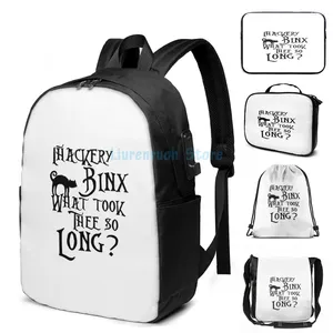 Sac à dos drôle graphique imprimé thackery binx usb charge masculine sacs sacs femmes sac de voyage