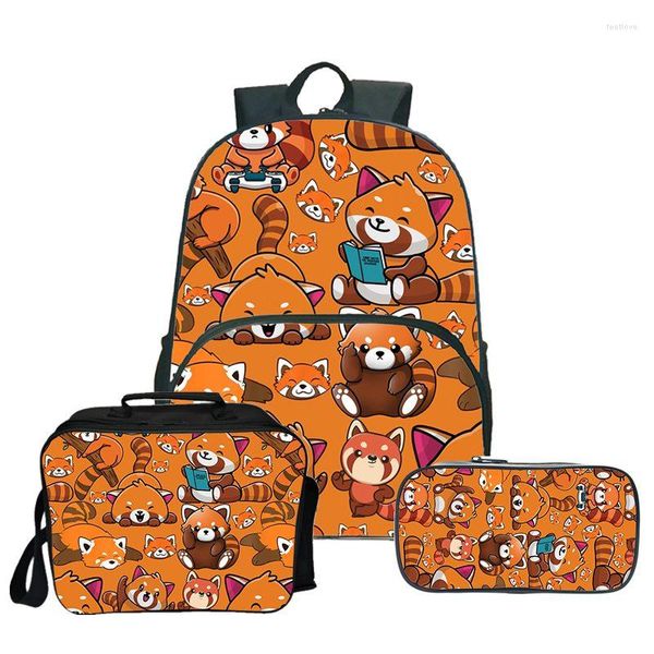 Sac à dos drôle Panda rouge 3d imprimé adolescent Cosplay sac à dos garçons filles sac à déjeuner goutte sacs de voyage école ordinateur portable