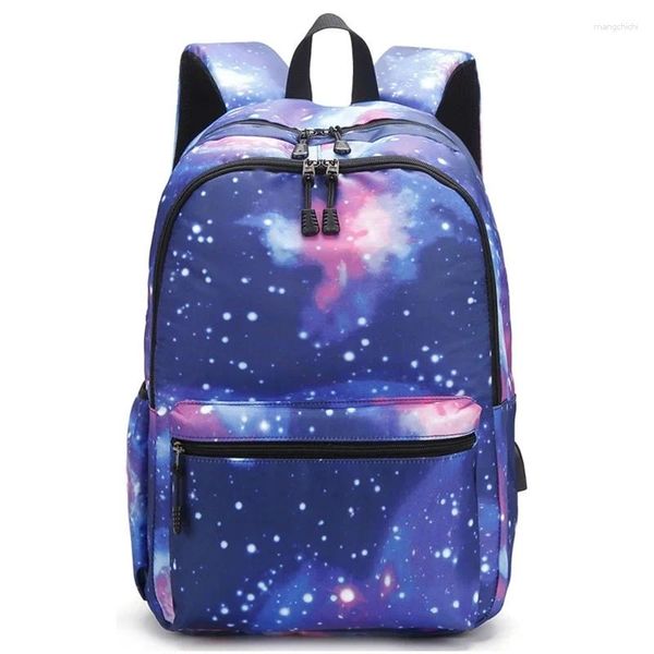 Backpack Galaxy School College ordinateur portable Port de charge USB pour adolescents filles garçons sacs Star Universe Space Bookbags
