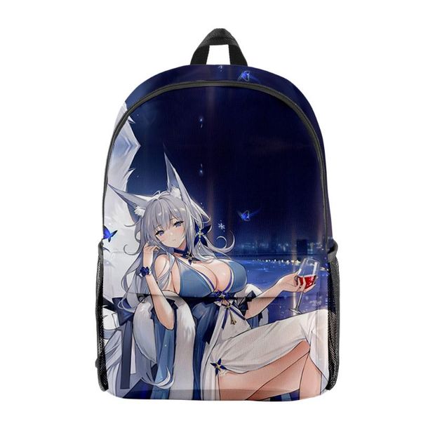 Sac à dos jeu Azur Lane 3D imprimé hommes femmes primaires collégiens Oxford sac haute capacité voyage