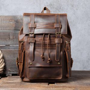 Sac à dos en cuir véritable pour hommes, grande capacité, paquet de parachutistes Vintage, sacs de voyage, Style rétro