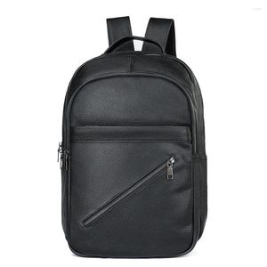 Rugzak echte lederen mannen dames 15,6 inch laptop bagpack studentenschool tas meisje jongen rucksack hoogwaardige koeienzak knapsack