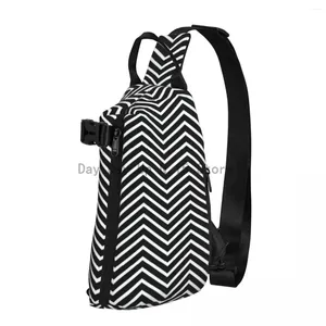 Rugzak geometrie print schoudertassen zwart en witte lijn buitenstijl borsttas mannelijke sport sling fun universiteit klein